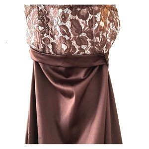 Blush and Chocolate lace A-line Formal dress